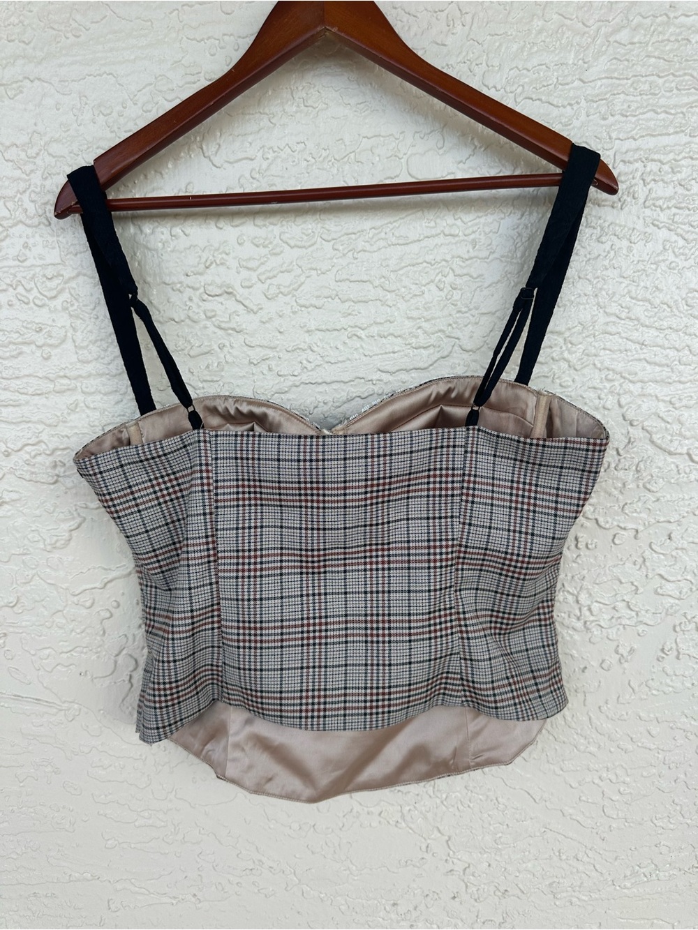 More To Come Plaid Bustier Corset Top Womens S Tie Front Coquette Academia - Picture 7 of 8